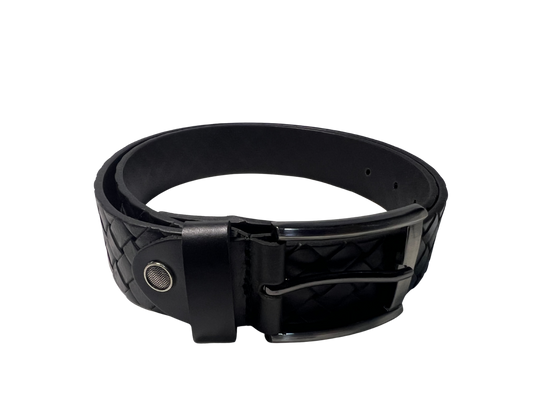 Embossing Intervoven Black Casual belt