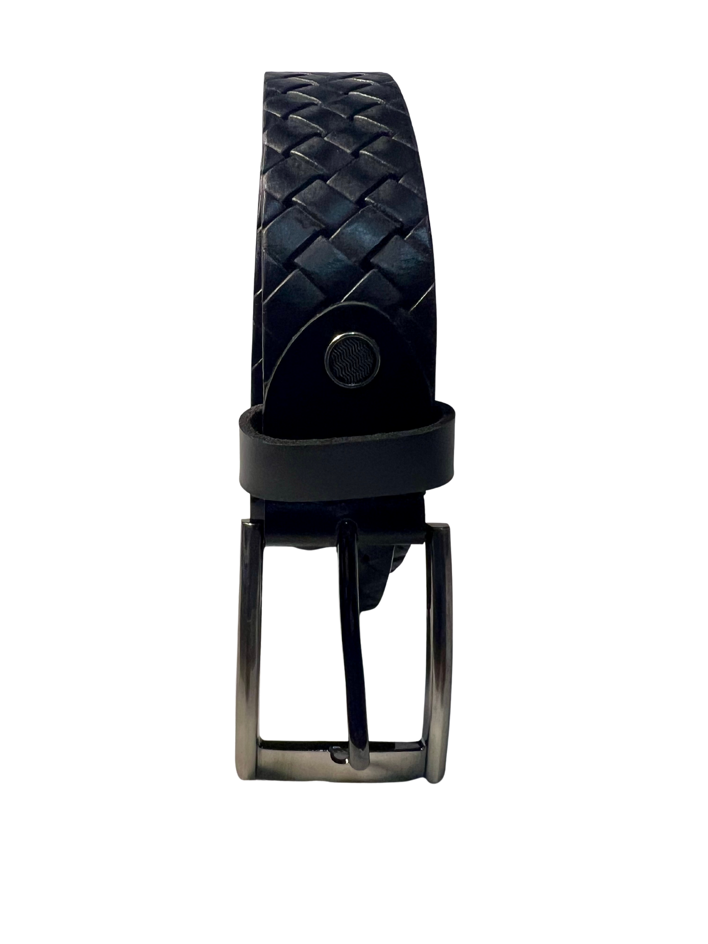 Embossing Intervoven Black Casual belt