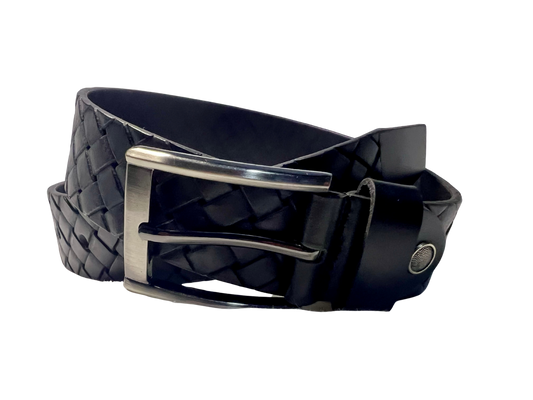 Embossing Intervoven Black Casual belt