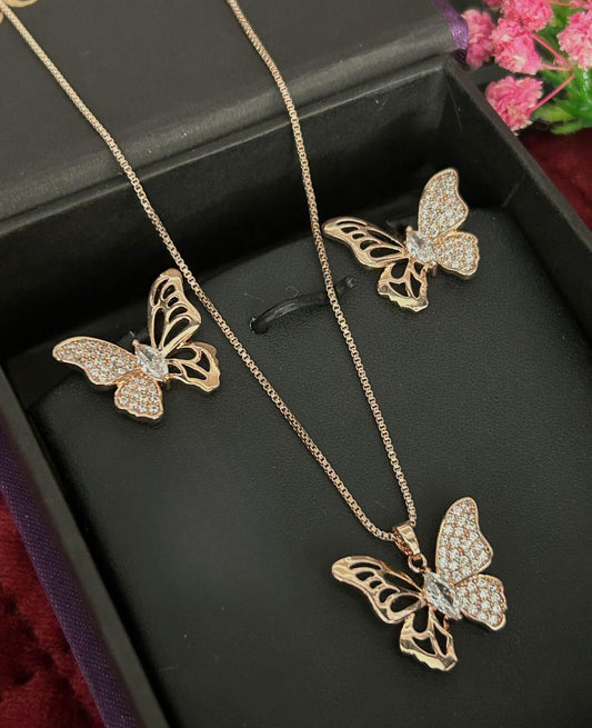 TrendyE-Delicate Butterfly Pendant and Earring Set