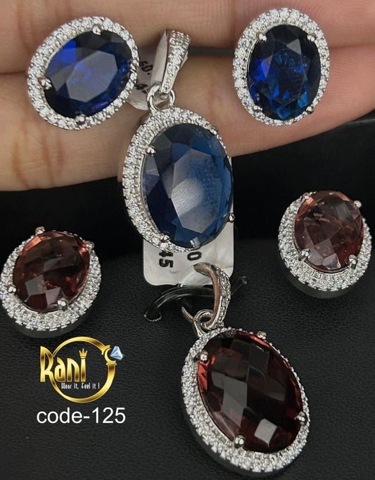 TrendyE-CZ Diamond Oval Pendant Set